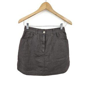 Vtg Armani Jeans Linen Cotton Mini Skirt Womens 4 Grey
